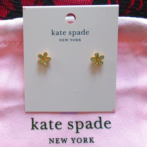 ♠️ Kate Spade ♠️️ Gleaming Aquamarine Gardenia Flower Studs - Picture 1 of 5